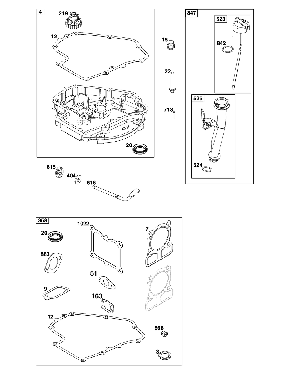 Crankcase Cover/Sump And Lubrication Group Diagram and Parts List for 100802-0222-H5 100000 - 19Z999 Briggs and Stratton Engine